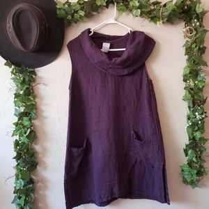 Match Point 100% linen gingham tunic cowl